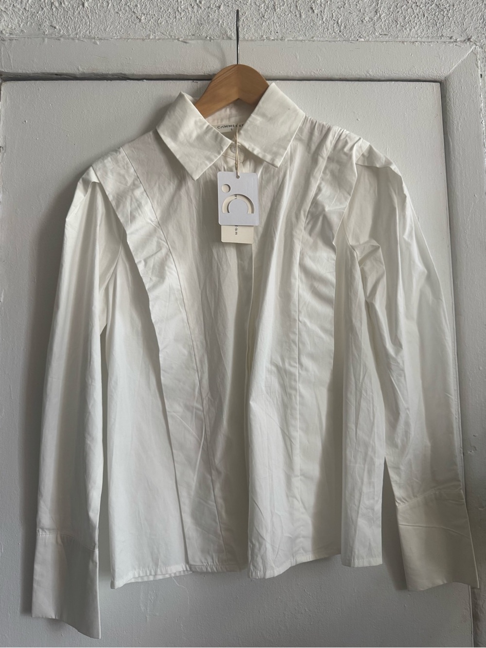 Commense White Panel Detail women Dress Shirt